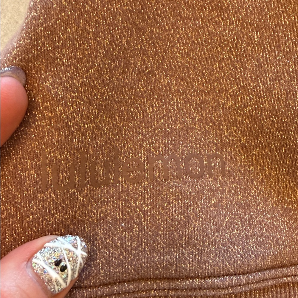 Lulu size 8 brown/rose gold glitter scuba cropped - Picture 4 of 4